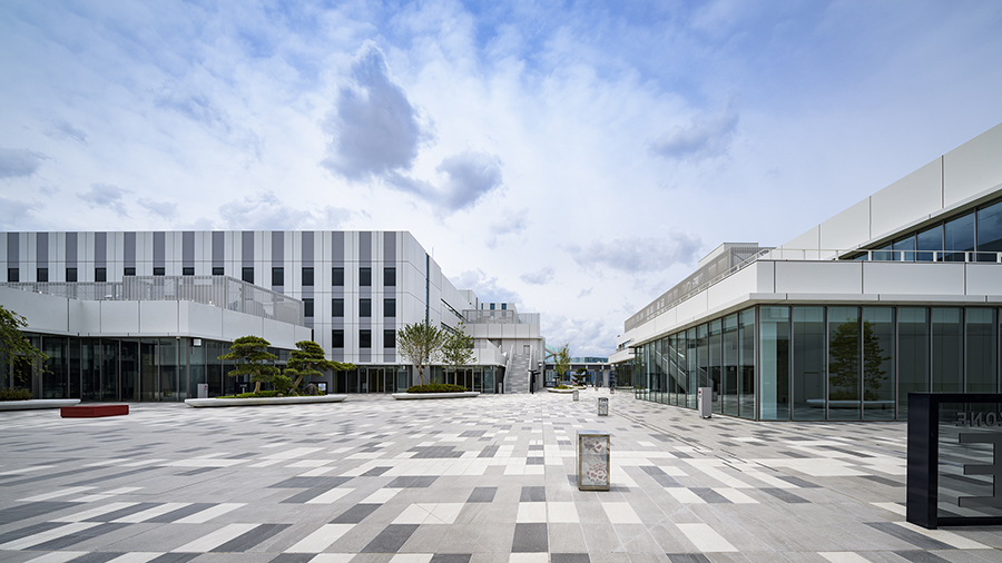 Buildings seen from the Innovation Corridor