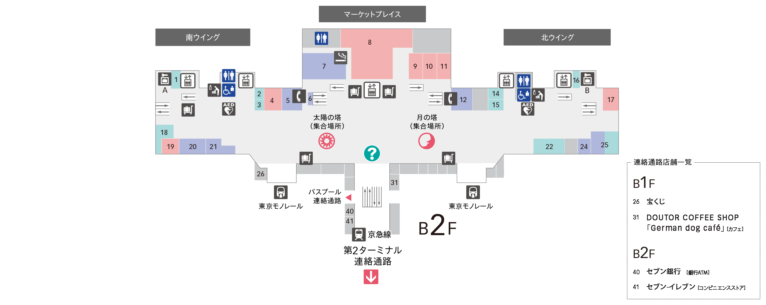 B1F 京急線・東京モノレール フロアマップ
