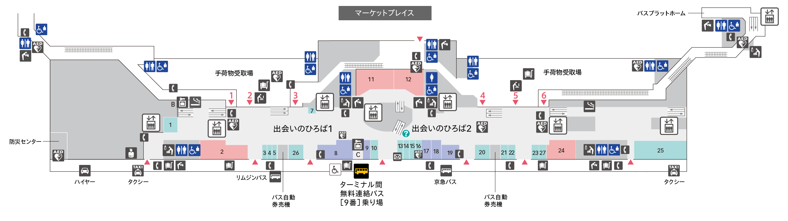 1F 到着ロビー（国内線） フロアマップ